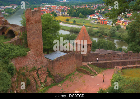 Wertheim, castello di Wertheim, fiume principale, Main-Tauber, Romantische Strasse, la strada romantica, questo Land, Germania. Foto Stock