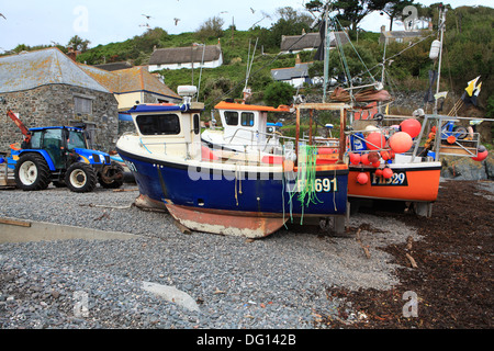 Cadgwith Cove villaggio di pescatori, penisola di Lizard Cornwall, England, Regno Unito Foto Stock