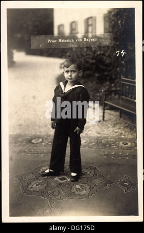 Foto Ak Prinz Heinrich von Bayern, Junge Jahre, Matrosenuniform; Foto Stock