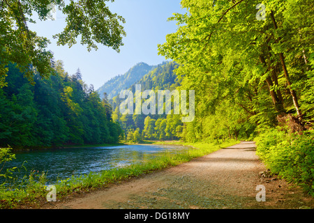 Sentiero in ambito Dunajec River Gorge. Vista dalla Slovacchia. Foto Stock