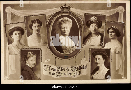 Foto Ak Prinz Heinrich von Bayern, Prinzessin Irmgard, Editha, Hilda, Gabriele; Foto Stock