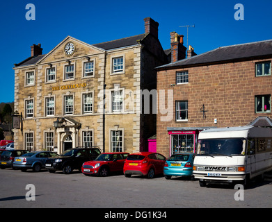 The Greyhound pub e hotel nel villaggio di Cromford vicino a Matlock nel Derbyshire Dales Peak District Inghilterra REGNO UNITO Foto Stock