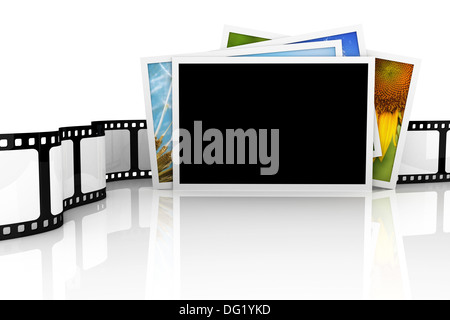 Pila di foto con film Foto Stock