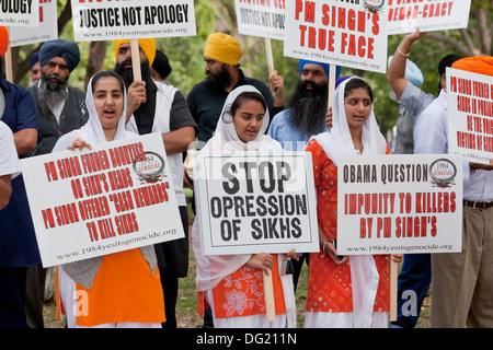 I sikh per la giustizia protesta contro il genocidio in India - Washington DC, Stati Uniti d'America Foto Stock