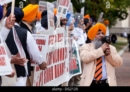 I sikh per la giustizia protesta contro il genocidio in India - Washington DC, Stati Uniti d'America Foto Stock