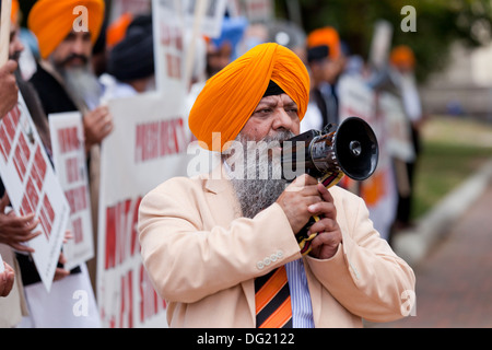 I sikh per la giustizia protesta contro il genocidio in India - Washington DC, Stati Uniti d'America Foto Stock