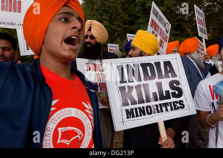 I sikh per la giustizia protesta contro il genocidio in India - Washington DC, Stati Uniti d'America Foto Stock