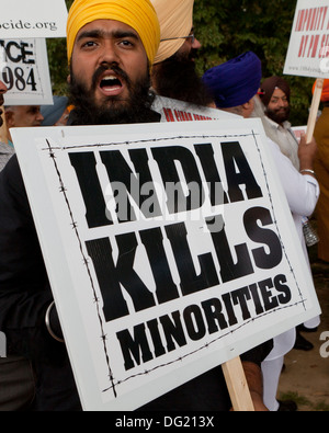 I sikh per la giustizia protesta contro il genocidio in India - Washington DC, Stati Uniti d'America Foto Stock