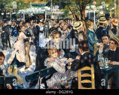 Danza al Moulin de la Galette, 1876 di Pierre-Auguste Renoir Foto Stock