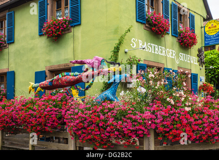 S'Basterger Stuewel village ristorante Imbsheim Alsace Francia Foto Stock