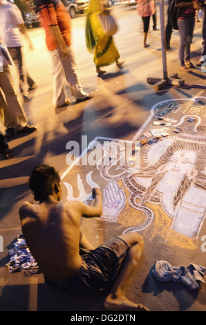 Marciapiede artista, Calcutta, India Foto Stock