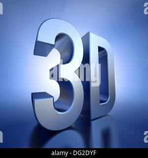 Logo 3D con retroilluminazione e blu (3D rendering) Foto Stock