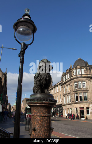 Città di Edimburgo in Scozia. Il Greyfriars Bobby vita scultura dimensioni da William Brodie. Foto Stock