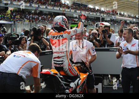 Sepang, Malesia. 13 ottobre 2013. Dani Pedrosa (Repsol Honda Team) durante la gara sul circuito di Sepang Credito: Gaetano Piazzolla/Alamy Live News Foto Stock