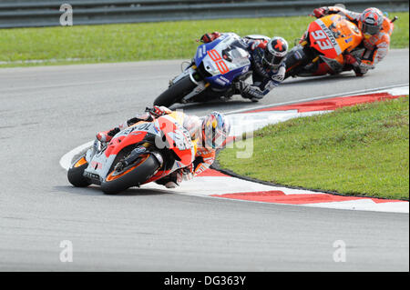 Sepang, Malesia. 13 ottobre 2013. Dani Pedrosa (Repsol Honda Team) durante la gara sul circuito di Sepang Credito: Gaetano Piazzolla/Alamy Live News Foto Stock