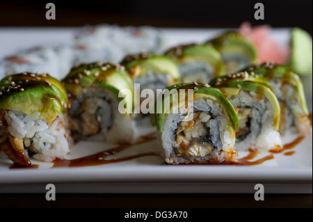 Rotoli di Avocado, Close-Up Foto Stock