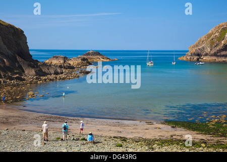 Spiaggia Vicino a Solva inferiore, Pembrokeshire, Wales, Regno Unito, Europa Foto Stock