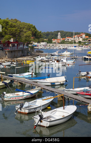 Vista verso il centro storico di Ragusavecchia, Cavtat, Dubrovnik riviera, costa dalmata, Dalmazia, Croazia, Europa Foto Stock