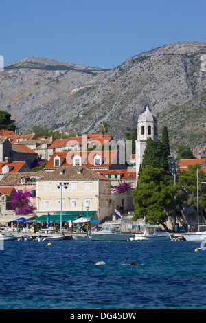 Vista della Città Vecchia, Cavtat, Dubrovnik riviera, costa dalmata, Dalmazia, Croazia, Europa Foto Stock
