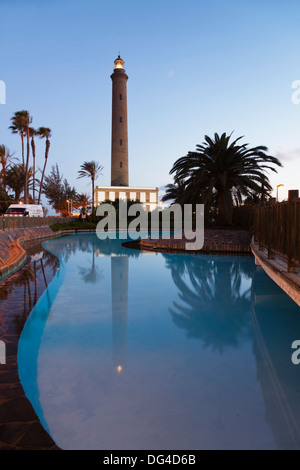 Faro de faro di Maspalomas, Maspalomas, Gran Canaria Isole Canarie Spagna, Atlantico, Europa Foto Stock
