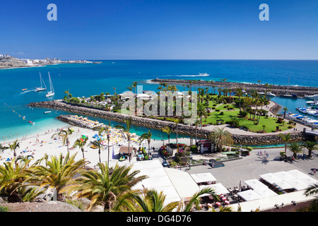 Vista aerea dell'Anfi del Mar, Playa de la verga, Gran Canaria Isole Canarie Spagna, Atlantico, Europa Foto Stock