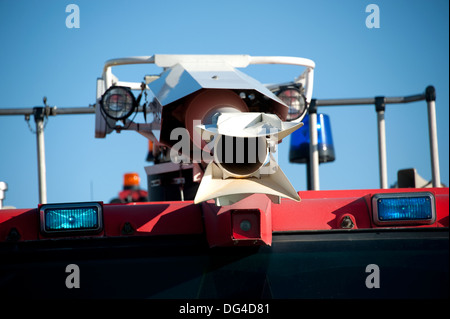 Aeroporto Fire Carrello cannone schiuma CAA la sicurezza aerea Foto Stock