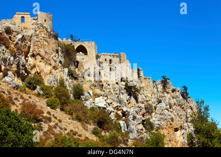 San Hilarion castello vicino Kyrenia a Cipro del Nord. Foto Stock