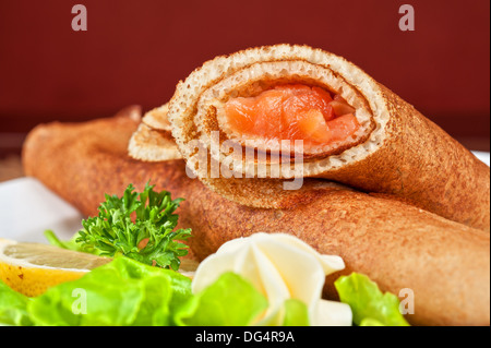 Frittelle con salmone Foto Stock