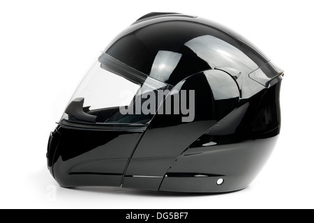 Nero casco del motociclo Foto Stock