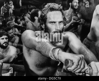 Charlton Heston sul set del film "Ben-Hur', la Metro Goldwyn Mayer, 1959 Foto Stock