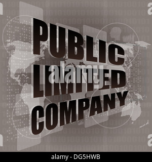 Public limited company su schermo tattile digitale Foto Stock