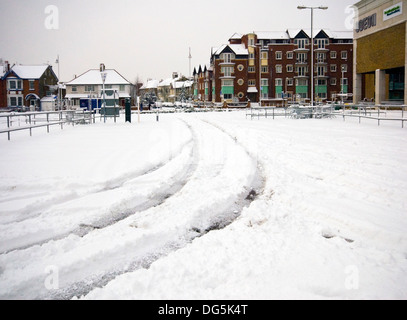 La neve copre le strade di Londra,2 Febbraio, 2009,la più pesante nevicata a Londra per 18 anni. Wimbledon,Londra Foto Stock