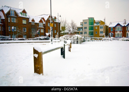 La neve copre le strade di Londra il 2 febbraio, 2009,la più pesante nevicata a Londra per 18 anni.Wimbledon,Londra Foto Stock