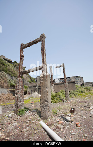 Hashima isola, la rovina vecchia isola di carbone in Giappone chiamato Hashima Foto Stock