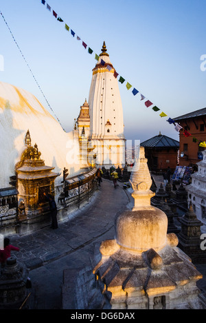 Swayambhunath Stupa o Tempio delle Scimmie. Kathmandu, Nepal Foto Stock