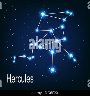 La costellazione "Hercules' stella nel cielo notturno. Vector illus Foto Stock