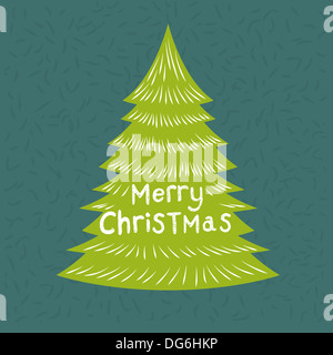 Buon Natale saluto vettore con un albero di natale. Foto Stock