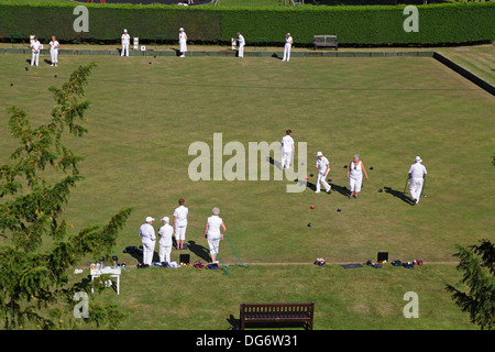 Il bowling green a Rye, East Sussex, England, Regno Unito Foto Stock