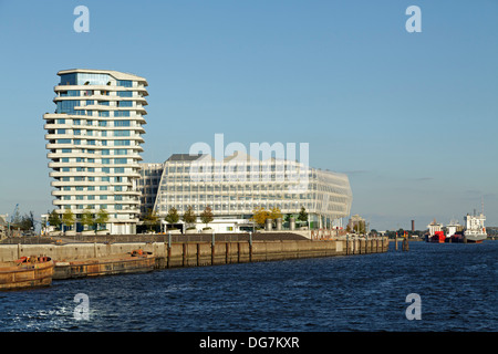 Marco-Polo-Torre e Unilever House, città portuale di Amburgo, Germania Foto Stock