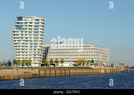 Marco-Polo-Torre e Unilever House, città portuale di Amburgo, Germania Foto Stock
