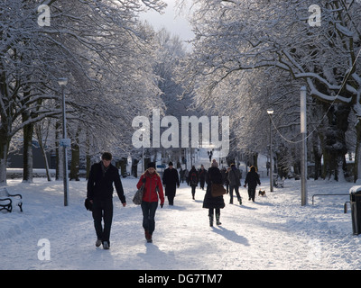 Neve, Prato Centrale a piedi, i prati , Edimburgo Foto Stock