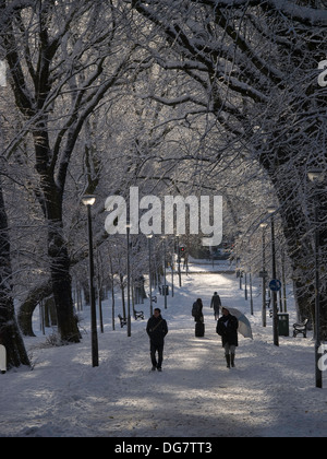 Neve, Prato Centrale a piedi, i prati , Edimburgo Foto Stock