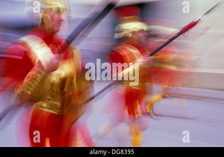 I romani. Danza di morte. Settimana Santa processione. Sfiora, Girona, Spagna Foto Stock