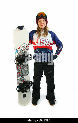 Park City, Utah, Stati Uniti d'America. Xvi oct, 2013. Amy Purdy, 34 da Las Vegas, Nevada - Paralimpiadi - snowboard. USOC Olympic vertice di Media Park City, Utah © Erich Schlegel/ZUMAPRESS.com/Alamy Live News Foto Stock