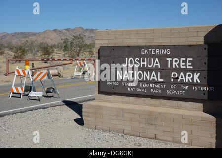 Parco nazionale di Joshua Tree impatti di chiusura il turismo locale. Foto Stock