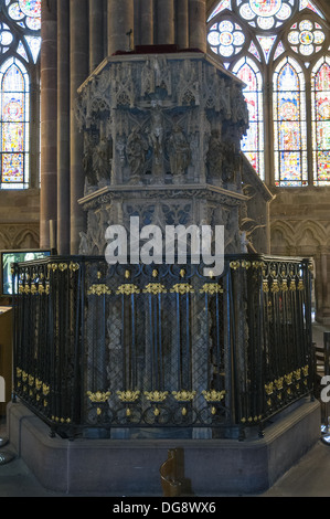 Elk213-1234v Francia, Alsazia, Strasburgo, Cattedrale di Notre Dame de Strasbourg, pulpito di prua Foto Stock