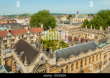 Brasenose College da St Mary's Tower, Oxford, Oxfordshire, Inghilterra Foto Stock
