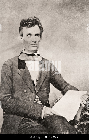 Abraham Lincoln, 1809 - 1865, visto qui nel 1854. Sedicesimo Presidente degli Stati Uniti d'America. Foto Stock