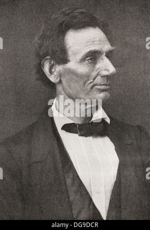 Abraham Lincoln, 1809 - 1865, visto qui nel 1860. Sedicesimo Presidente degli Stati Uniti d'America. Foto Stock