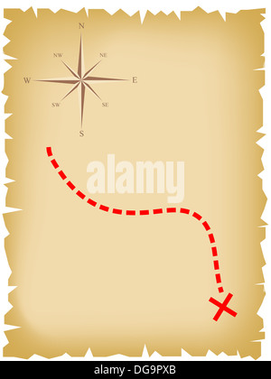 Vecchia mappa pirata Foto Stock